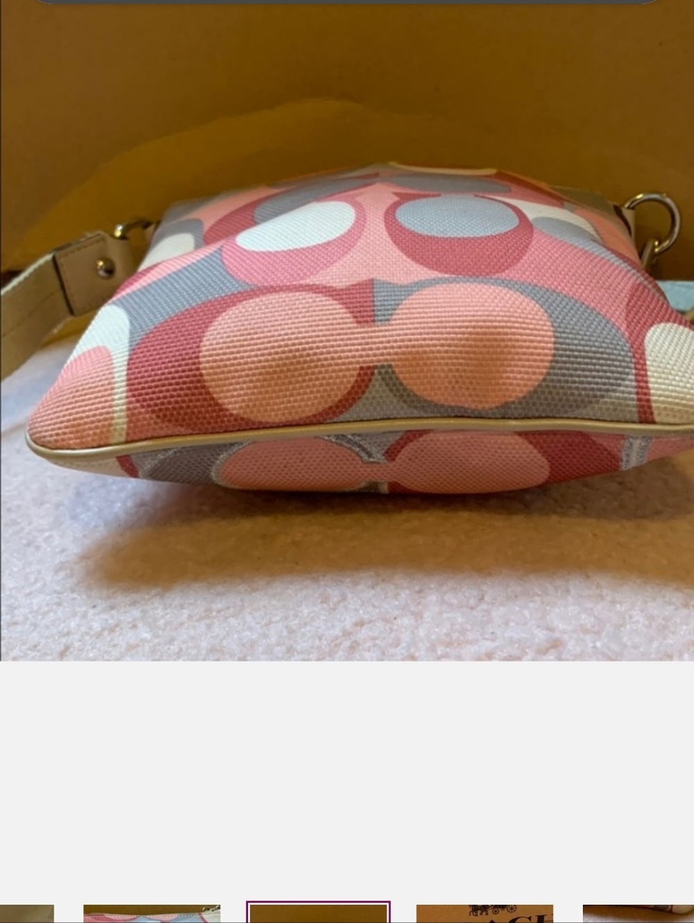 Coach Scarf Print Swingpack Rose Gray Crossbody Bag - Picture 5 of 11